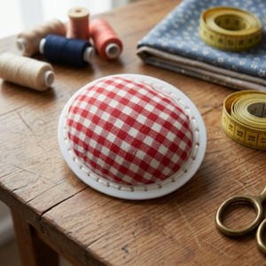 AA0281 Wrist <b>Pin</b> Cushion with hook & Loop | Round Checkered <b>Pin</b> Cushion <b>Sewing</b> Accessory Simple Textile Portable Convenient - Product Image 5