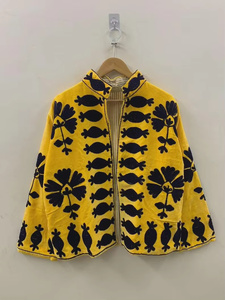 Precio al por Mayor MONIT MARKETING Chaqueta Bomber de Algodón con Bordado Suzani de Terciopelo, Diseño Floral Vintage, Otoño Invierno, Hecha a Mano - Product Image 4