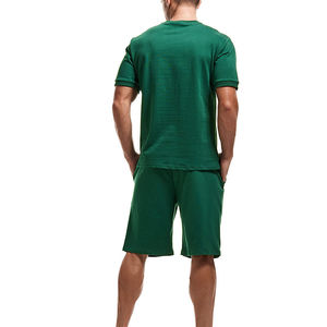 Conjunto de 2 Piezas para Hombre, 100% Algodón, Estilo Casual de Verano, Camiseta de Cuello Redondo y Manga Corta, Pantalones Cortos Deportivos de Corte Clásico - Product Image 2