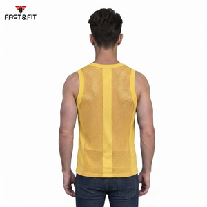 Wholesale Price New Arrivals Factory Price Breathable Plain Dyed Men Sports Mesh Sleeveless Mesh <b>Singlets</b> for Men - Product Image 5