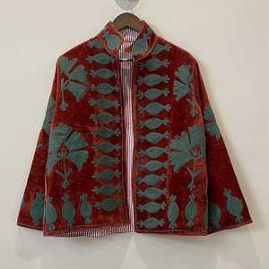 Assorted Mix Color Design Suzani Embroidery Women's Quilted <b>Reversible</b> Breathable Eco-Friendly Free Size <b>Jacket</b> - Product Image 2