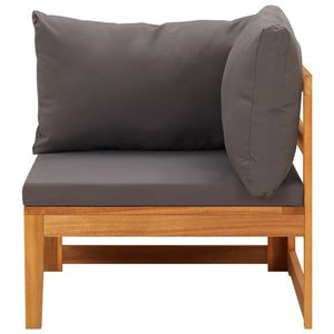 Sofá de Jardín de Diseño Esquinero en Gris Oscuro, 100% Poliéster, Madera de Acacia Sólida, Tamaño Mediano - Product Image 3