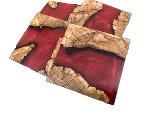 Décoration de table ronde en bois d'olivier et Art Design Tasse à thé en résine époxy Sous-verre en bois pour boissons de différentes couleurs - Product Image 3