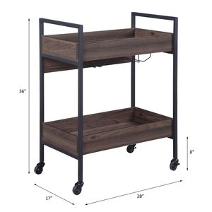 Carrello da portata rettangolare a 2 ripiani in noce e nero per cucine e isole cucina - Product Image 3