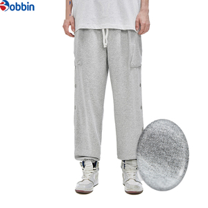 กางเกงวอร์มลำลองผู้ชายสไตล์ฮิปฮอปทรงโอเวอร์ไซส์ ผ้าเทอร์รี่เนื้อนุ่ม น้ำหนักเบา 100% ผ้าฝ้าย สำหรับฤดูใบไม้ร่วง มีกระเป๋าใหญ่ ทรงตรง สีพื้น - Product Image 4
