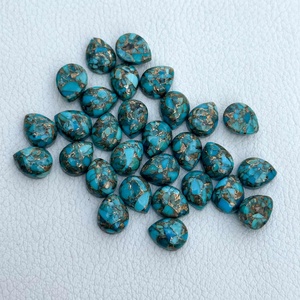 Turquesa Azul Natural de Cobre de 9x11 mm, Cabujón de Pera Liso, Gemas Sueltas Pulimentadas al por Mayor de un Fabricante Verificado - Product Image 1