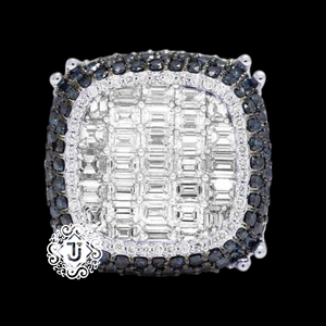 925 Sterling <b>Silver</b> Moissanite <b>Rings</b> Round Brilliant Cut Prong Set Hip Hop Iced Out Band for <b>Men</b> Party Jewelry - Product Image 1