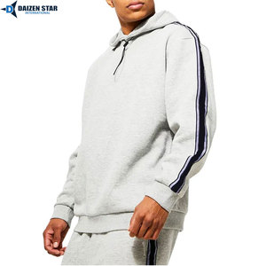 Men's Gray Hooded Tracksuit Full Sleeve Casual Sweatshirt Pants Set Solid Color Breathable Cotton Autumn Wear - Product Image 3