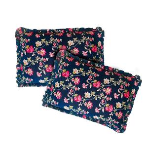 Fundas de Almohada Lumbares con Estampado Floral, Hechas a Mano, Estilo Clásico, Par de Fundas de Lino con Volantes, Extraíbles y Lavables, para Decoración del Hogar - Product Image 1