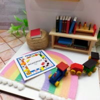 Maison de poupée miniature en MDF, ensemble de meubles en forme de L, couleur bois naturel, éducatif, montage facile, découpé, 5,2x5,2x6,75 pouces, pour les enfants