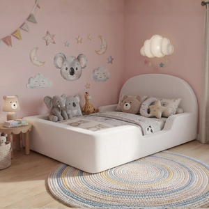 Cama Infantil de Espuma Ecológica Blanca y Acogedora, Tapizada en Terciopelo, Diseño Moderno, Envasada al Vacío para Dormitorio, Mikahome SF 159S - Product Image 1