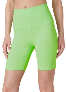 กางเกงขาสั้นเอวสูงสีเขียวสดใส กางเกงออกกำลังกายแบบดูดซับความชื้น กางเกงขาสั้นสำหรับพักผ่อน กางเกงขาสั้นออกกำลังกายที่ใส่สบาย กางเกงขาสั้นไร้ตะเข็บ - Product Image 4