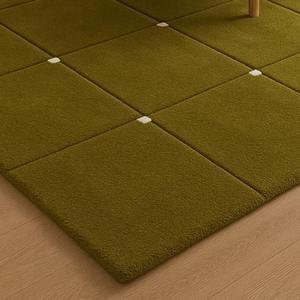 Alfombra Cuadrada Verde Musgo Acogedora, Alfombra de Área Suave con Diseño de Cuadrícula, Alfombra con Detalles Tallados en 3D para Decoración de Sala de Estar en Apartamentos Modernos - Product Image 2