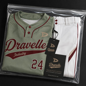 Uniforme de softball vintage personnalisé OEM pour homme, vert sauge, maillot de baseball à manches 3/4, pantalon à blocs de couleur crème avec lettres, vêtements personnalisés - Product Image 4