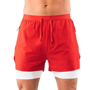 2026 Fitness Wear 2 in 1 Shorts Best Selling Men Gym Short Elastic Waist <b>Mid</b> Solid Custom Logo for Online Sale - Product Image 1