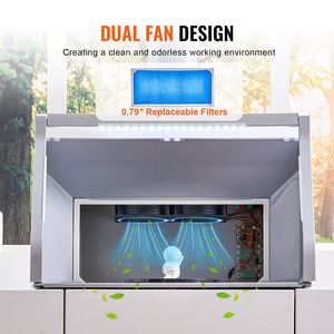 Kit de Cabina de Pintura Portátil con Aerógrafo, Luces LED, Ventiladores Dobles y Manguera de Extensión para Extracción de Aire - Product Image 6