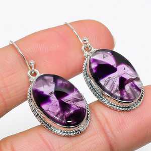 Handmade Genuine Brazilian Amethyst <b>Earrings</b> Celestial Oval 925 <b>Solid</b> Sterling <b>Silver</b> Natural Gemstone Jewelry - Product Image 3