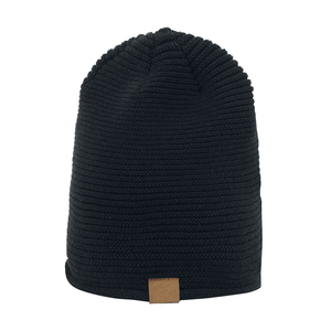 Gorro de Punto Acrílico Negro Unisex, Gorro Casual de Invierno de Color Sólido, Talla Adulto 56-58CM, Tejido a Mano - Product Image 3