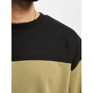 Sweat-shirt à col rond vert olive et noir. Sweat-shirt surdimensionné et épais. Pull-over streetwear. Fabricant OEM de marques privées - Product Image 2