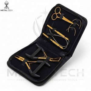 Kit Profesional de Herramientas para Extensiones de Cabello de Acero Inoxidable, Alicates de Anillo Micro, Aguja de Gancho, Tijeras, Estuche con Cierre Negro, Uso en Salón - Product Image 3
