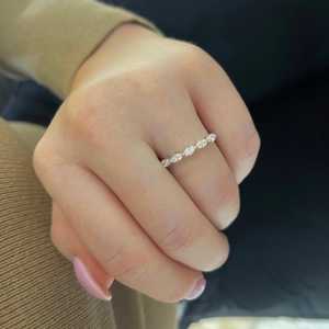 14K 18K <b>Gold</b> Marquise Diamond Stackable <b>Ring</b> Wholesale 8 Multi Gem Band Prong <b>Set</b> CVD HPHT Lab Created Jewelry Factory Supplier - Product Image 6