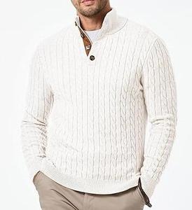 Nouveau pull en laine 100% pour homme de haute qualité, manches longues, couleur unie, bouton unique, pull personnalisé, couleur unie, décontracté, laine douce - Product Image 1