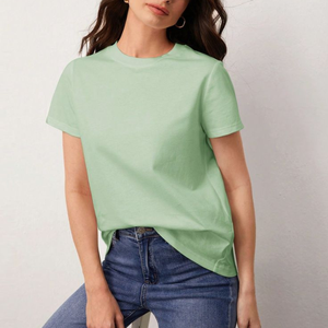 T-shirts pour femmes en coton anti-rides, dernier design, broderie 3D, logo, boutons, manches courtes, services OEM, décontracté, col rond, tendance - Product Image 3