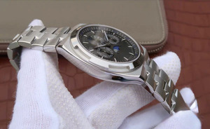 Montre mécanique automatique pour homme, cadran gris luxueux de qualité supérieure, bracelet en acier inoxydable, calendrier perpétuel, Eternal Platinum - Product Image 4