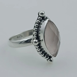Rose <b>Quartz</b> Marquise 925 Sterling Silver Jewelry gift for her <b>Ring</b> bezel setting Handmade Rose <b>Quartz</b> Jewelry - Product Image 1