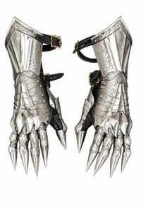 Guantes de Caballero de Acero Plateado, Guantes de Armadura Medieval Grabados, Dedos Articulados, Disfraz de Cosplay - Product Image 5