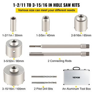Kit di frese per cemento 1-2/11\" 1-3/5\" 2-9/16\" 3-5/32\" 3-15/16\" Set di punte da trapano SDS Plus SDS MAX per foratura a muro - Product Image 3