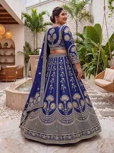 Rivaayat House Presents Bridal V-Neck Three-Quarter Sleeve A-Line Floor-Length Sequins Embroidery Wrinkle-Free <b>Lehenga</b> Choli - Product Image 5