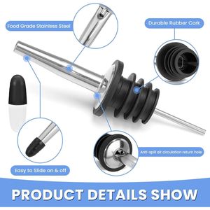 Lot de 24 bouchons à vin en acier inoxydable, becs verseurs pour spiritueux et capuchons anti-poussière, becs verseurs durables pour le stockage des bouteilles - Product Image 1