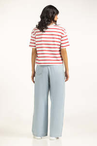 Nuevo Diseño, Camisetas de Manga Corta para Mujer, de la Mejor Calidad, Clásicas con Rayas Rojas, Transpirables y Cómodas, MOQ Bajo, Ropa Urbana para Generación Z - Product Image 2