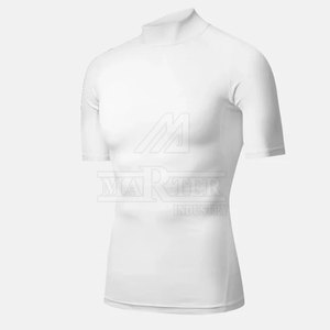 Custom Logo <b>Men</b> <b>Compression</b> <b>Shirts</b> Short Sleeves Breathable Eco-Friendly Athletic Fitness Workout Apparel Stretch 100% Cotton - Product Image 3