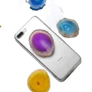 Vente en gros pas cher prix d'usine cristaux de pierre naturelle pierres précieuses agate bleu onyx sous-verre support pour téléphone portable à vendre - Product Image 2