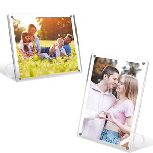 Set di 4 Cornici Portafoto in Acrilico Autoportanti 5x7 Pollici, Verticali e Orizzontali, Supporto da Tavolo per Foto in Plastica - Product Image 1