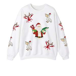 Elegant <b>Womens</b> Pink <b>Christmas</b> Ornament Applique Sequin Crew Neck <b>Sweatshirt</b> Long Sleeve Cartoon <b>Sweatshirt</b> - Product Image 2
