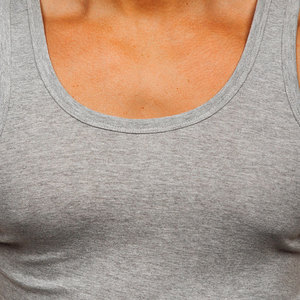 Men's Gray Hollow Back Tank Top O-Neck Knitted Printed 100% Polyester Casual Breathable Solid Color Muscle Fit Sleeveless <b>Vest</b> - Product Image 6