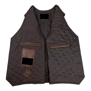 Men's Brown Leather Vest V-Neck Sleeveless Casual Outerwear With <b>Button</b> Closure Plus Size Autumn Wear - Product Image 3