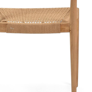 Nordic Teak Wood Cane Chair Minimalist Woven Seat Outdoor Dining Chair for <b>Garden</b> <b>Sets</b> - Product Image 4