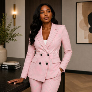 Blazer a Rayas Rosa y Negro con Logotipo Personalizado de Cosh International para Hermandades Universitarias, Ropa Griega para Mujer, Blazer Delta Sigma - Product Image 4