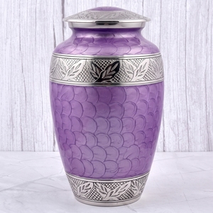 <b>Red</b> and Gold Floral and Leaf Motif Brass Adult Cremation Urn with glossy surface for Human Ashes, Burial Memorial Urn - Product Image 5