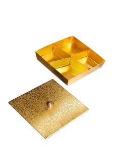 Engraved Brass Spice Box Four Compartment Seasoning Container Set <b>Etched</b> Lid Condiment Organizer Indian Masala Dabba Kitchenware - Product Image 5