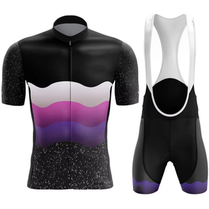 Ensemble de maillot de cyclisme pour homme, noir, manches courtes, respirant, en polyester, kit de sport - Product Image 6