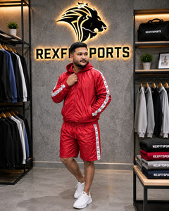 ชุดวอร์มไนลอนพรีเมียมแบบสั่งทำพิเศษ REXFIT SPORTS 2026 สำหรับผู้ชาย เสื้อแจ็คเก็ตมีฮู้ดแบบซิปเต็มตัวและกางเกงติดกระดุม – ชุดกีฬาแบรนด์ส่วนตัว - Product Image 2