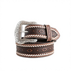 Ceintures pour hommes en cuir de buffle véritable, boucle en acier, motif crâne, décontractées, écologiques, imperméables, avec logo personnalisé imprimé – Vente chaude - Product Image 1