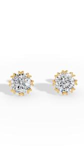 Boucles d'oreilles clous de luxe en or 10K avec diamants de laboratoire ronds brillants taillés à la main, fournisseur en gros de bijoux fins - Product Image 6