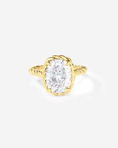 Bague de fiançailles personnalisée en diamant de laboratoire taille coussin de 3 carats, alliance moderne torsadée solitaire en or massif 14K 18K IGI - Product Image 1
