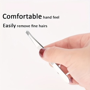 Salon Quality Stainless Steel Eyebrow Tweezers Slanted Pointed Tip Modern Design Durable <b>Precision</b> <b>Tool</b> - Product Image 4
